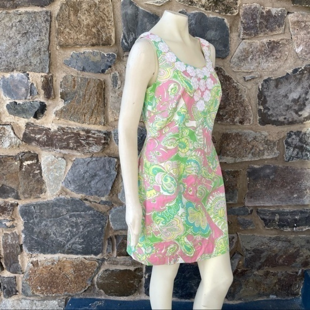 Lilly Pulitzer Nina Shift Dress Chin Chin Print Size 10 - Picture 3 of 7